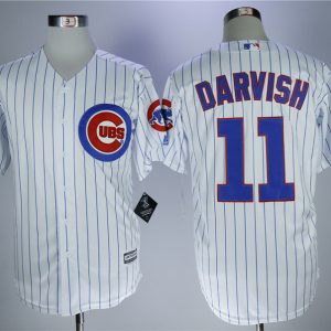 Men Chicago Cubs #11 Yu Darvish White Cool Base Stitched MLB Jersey