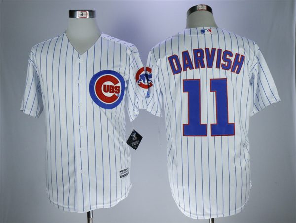 Men Chicago Cubs #11 Yu Darvish White Cool Base Stitched MLB Jersey