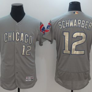 Men Chicago Cubs #12 Kyle Schwarber World Series Champions Gold Program Flexbase Stitched MLB Jersey