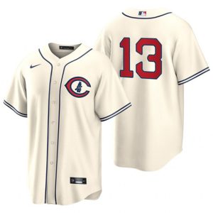 Men Chicago Cubs #13 David Bote 2022 Cream Field of Dreams Cool Base Stitched Baseball Jersey