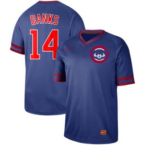 Men Chicago Cubs #14 Ernie Banks Royal Cooperstown Collection Legend Stitched MLB Jersey