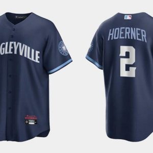 Men Chicago Cubs #2 Nico Hoerner Navy City Connect Cool Base Stitched Baseball Jersey