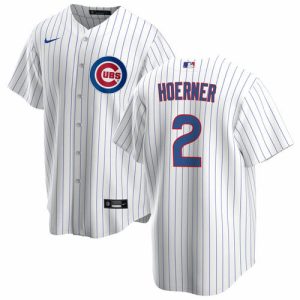 Men Chicago Cubs #2 Nico Hoerner White Cool Base Stitched Baseball Jersey