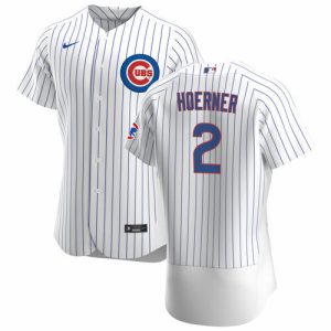 Men Chicago Cubs #2 Nico Hoerner White Flex Base Stitched Jersey