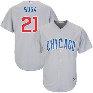 Men Chicago Cubs #21 Sammy Sosa Gray Road Stitched Baseball Jersey