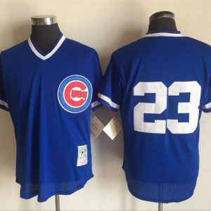 Men Chicago Cubs #23 Ryne Sandberg Mitchell And Ness Blue 1984 Throwback Stitched MLB Jersey