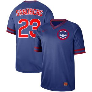 Men Chicago Cubs #23 Ryne Sandberg Royal Cooperstown Collection Legend Stitched MLB Jersey