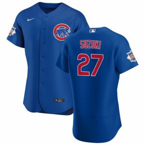 Men Chicago Cubs #27 Seiya Suzuki Blue Flex Base Stitched Jersey