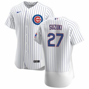 Men Chicago Cubs #27 Seiya Suzuki White Flex Base Stitched Jersey