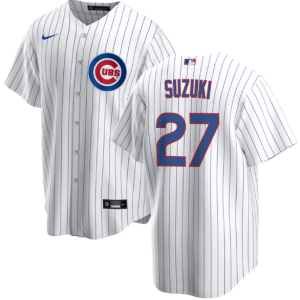 Men Chicago Cubs #27 Seiya Suzuki White Stitched Baseball Jersey