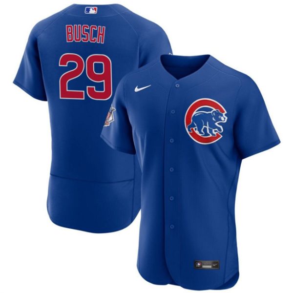 Men Chicago Cubs #29 Michael Busch Blue Flex Base Stitched Baseball Jersey