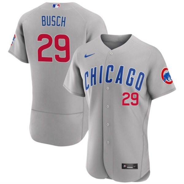 Men Chicago Cubs #29 Michael Busch Gray Flex Base Stitched Baseball Jersey