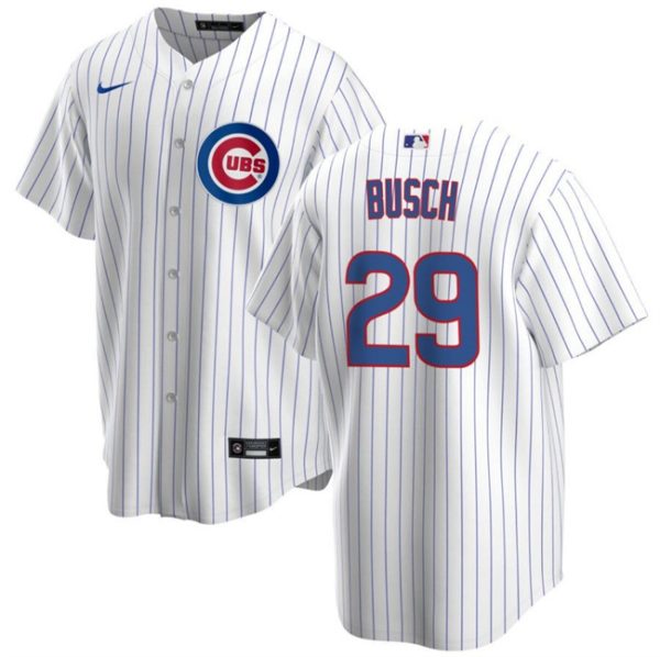 Men Chicago Cubs #29 Michael Busch White Cool Base Stitched Baseball Jersey