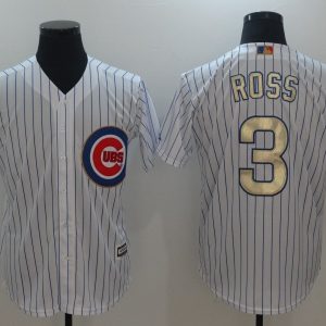 Men Chicago Cubs #3 David Ross White 2017 Gold Program Cool Base Stitched MLB Jersey