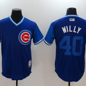 Men Chicago Cubs #40 Willson Contreras "Willy" Majestic Royal/Light Blue 2018 Players' Weekend Stitched Jersey