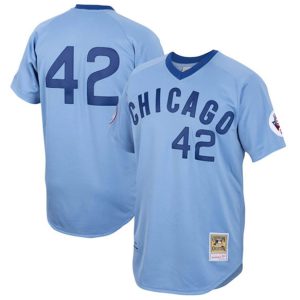 Men Chicago Cubs #42 Bruce Sutter Blue Mitchell & Ness Road 1976 Stitched Jersey