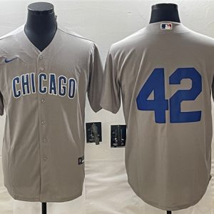 Men Chicago Cubs #42 Bruce Sutter Gray Cool Base Stitched Jersey