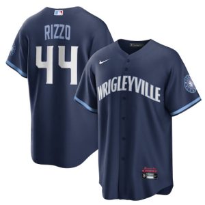 Men Chicago Cubs #44 Anthony Rizzo 2021 Navy City Connect Stitched MLB Jersey