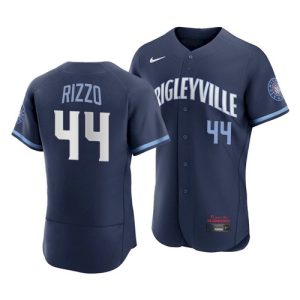 Men Chicago Cubs #44 Anthony Rizzo 2021 Navy City Connect Stitched MLB Jersey