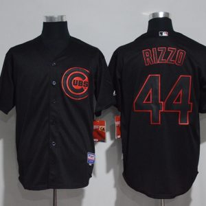 Men Chicago Cubs #44 Anthony Rizzo Black Strip Stitched MLB Jersey