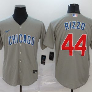 Men Chicago Cubs #44 Anthony Rizzo Gray Cool Base Stitched MLB Jersey