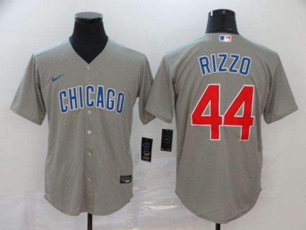 Men Chicago Cubs #44 Anthony Rizzo Gray Cool Base Stitched MLB Jersey