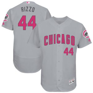 Men Chicago Cubs #44 Anthony Rizzo Majestic Gray Mother's Day Flex Base Stitched MLB Jersey