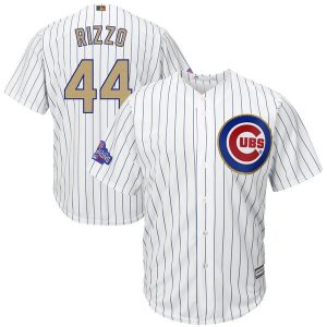 Men Chicago Cubs #44 Anthony Rizzo Majestic White 2017 Gold Program Cool Base Player Stitched MLB Jersey