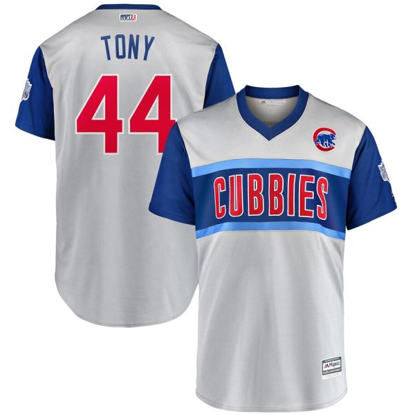 Men Chicago Cubs #44 Anthony Rizzo "Tony" Majestic Gray 2019 MLB Little League Classic Stitched MLB Jersey