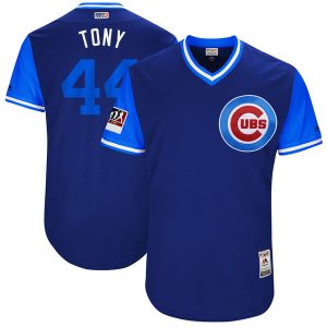 Men Chicago Cubs #44 Anthony Rizzo "Tony" Majestic Royal/Light Blue 2018 Players' Weekend Jersey