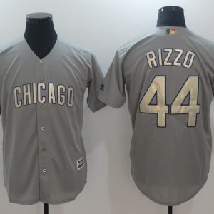 Men Chicago Cubs #44 Anthony Rizzo World Series Champions Gold Program Cool Base Stitched MLB Jersey