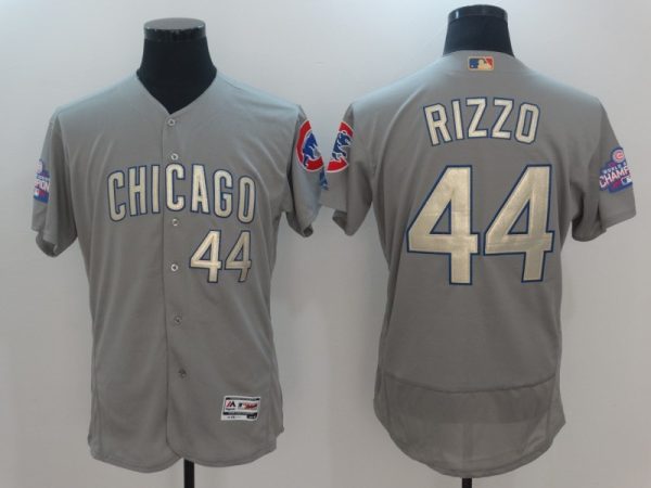 Men Chicago Cubs #44 Anthony Rizzo World Series Champions Gold Program Flexbase Stitched MLB Jersey