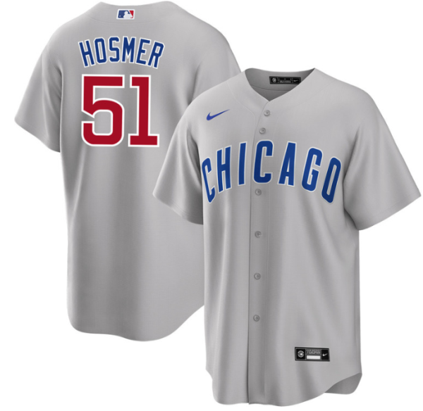 Men Chicago Cubs #51 Eric Hosmer Gray Cool Base Stitched Jersey