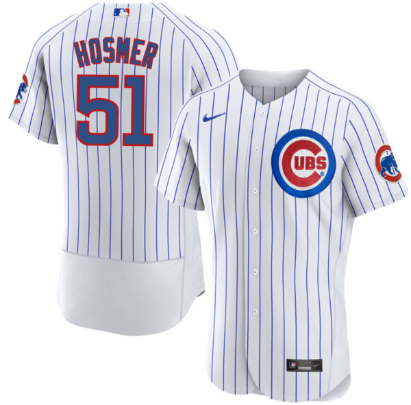 Men Chicago Cubs #51 Eric Hosmer White Flex Base Stitched Baseball Jersey