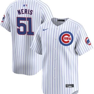 Men Chicago Cubs #51 HectorNeris White Cool Base Stitched Baseball Jersey