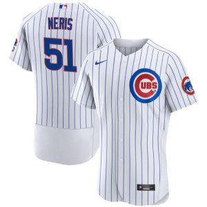 Men Chicago Cubs #51 HectorNeris White Flex Base Stitched Baseball Jersey