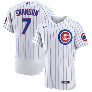 Men Chicago Cubs #7 Dansby Swanson White Stitched Baseball Jersey