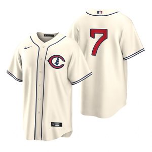 Men Chicago Cubs #7 Yan Gomes 2022 Cream Field of Dreams Cool Base Stitched Baseball Jersey