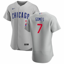 Men Chicago Cubs #7 Yan Gomes Gray Flex Base Stitched Jersey