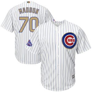 Men Chicago Cubs #70 Joe Maddon Majestic White 2017 Gold Program Cool Base Player Stitched MLB Jersey