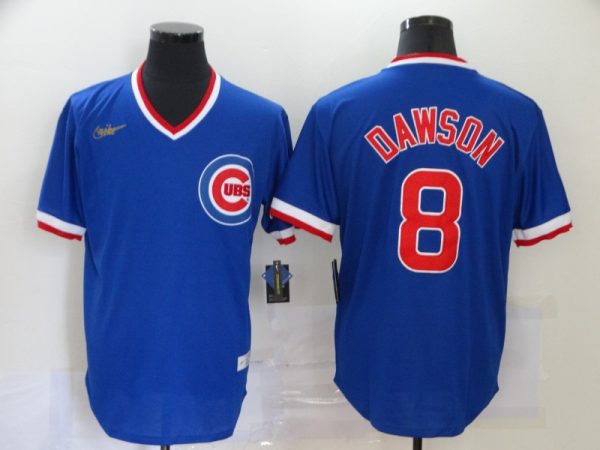 Men Chicago Cubs #8 Andre Dawson Blue Throwback Cool Base Stitched Jersey