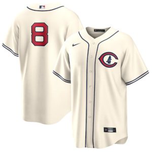 Men Chicago Cubs #8 Ian Happ Cream 2022 Field of Dreams Cool Base Stitched Baseball Jersey