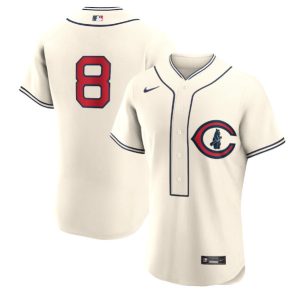 Men Chicago Cubs #8 Ian Happ Cream 2022 Field of Dreams Stitched Baseball Jersey