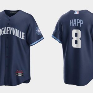 Men Chicago Cubs #8 Ian Happ Navy City Connect Cool Base Stitched Baseball Jersey