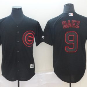 Men Chicago Cubs #9 Javier Baez Black Lights Out Stitched MLB Jersey