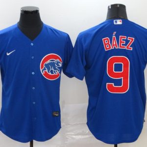 Men Chicago Cubs #9 Javier Baez Blue Cool Base Stitched MLB Jersey