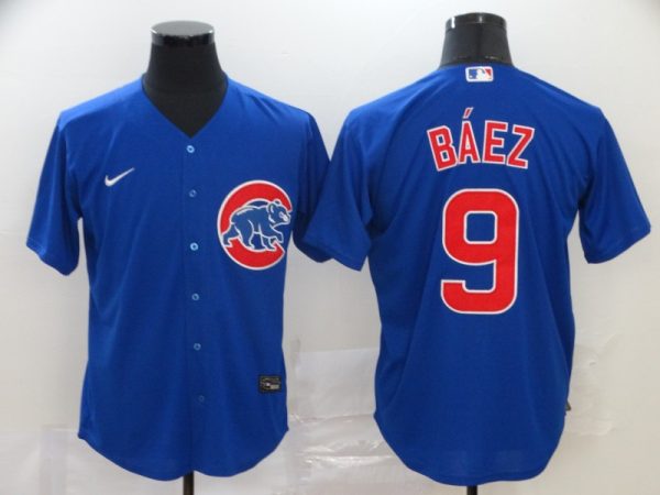 Men Chicago Cubs #9 Javier Baez Blue Cool Base Stitched MLB Jersey