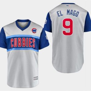 Men Chicago Cubs #9 Javier Baez "El Mago" Majestic Gray 2019 MLB Little League Classic Stitched MLB Jersey