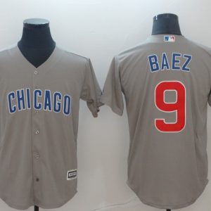 Men Chicago Cubs #9 Javier Baez Gray Cool Base Stitched MLB Jersey