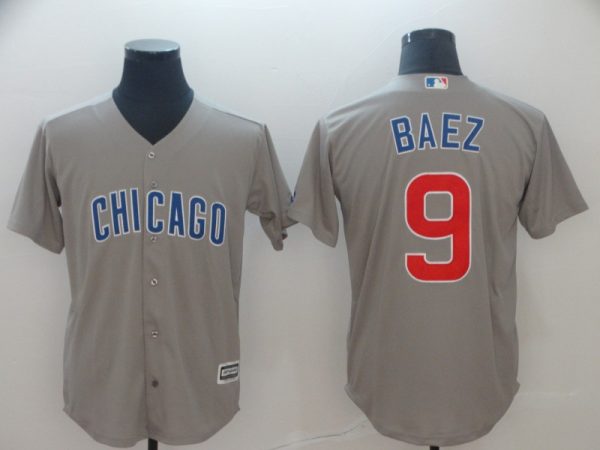 Men Chicago Cubs #9 Javier Baez Gray Cool Base Stitched MLB Jersey